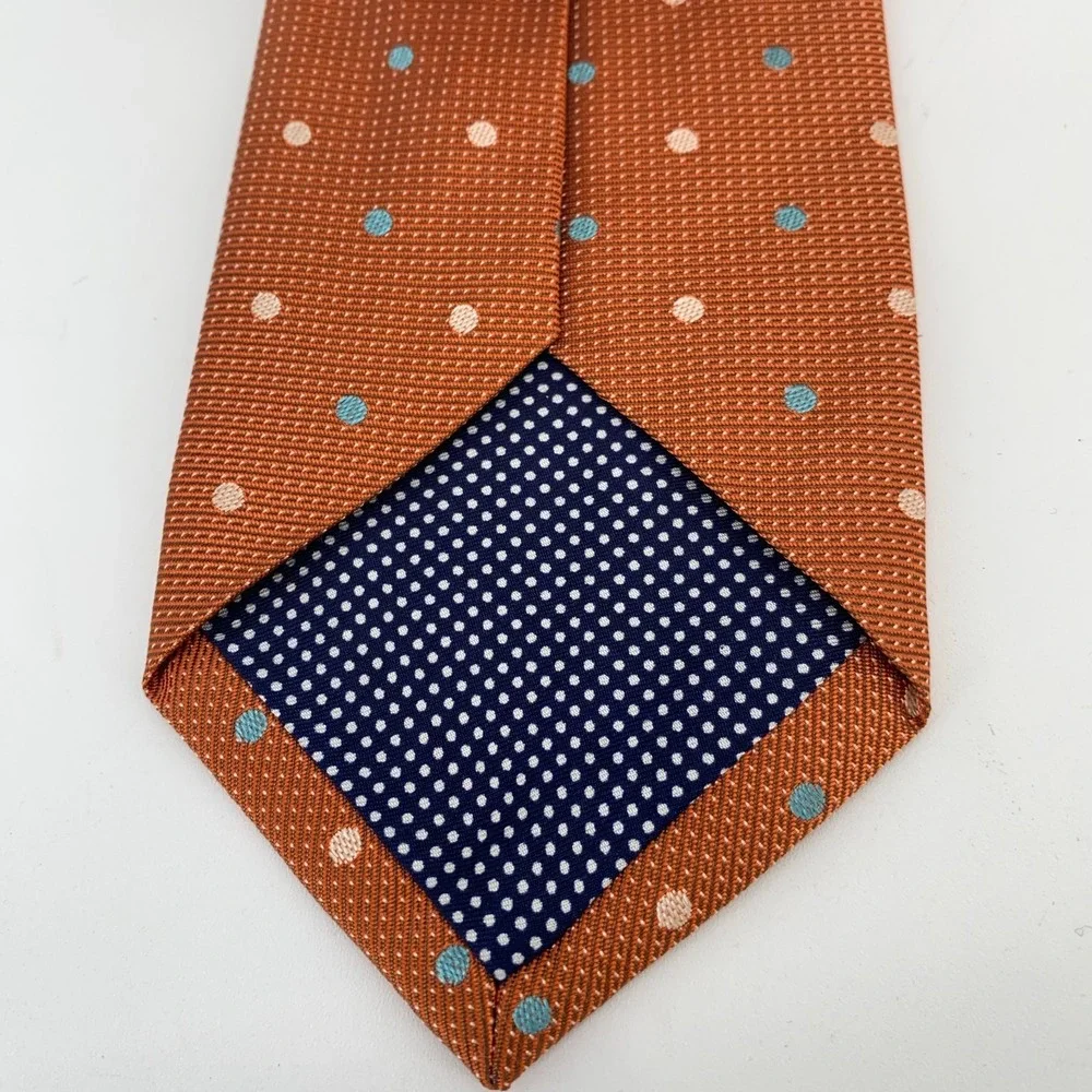 Eton Tie Mens One Size Brown Dotted Silk Classic Fit Luxury Necktie England Made